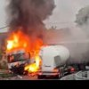Accident grav, în Bihor: o cisternă și un TIR au luat foc, după un impact frontal 