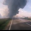 O cisternă și o mașină s-au ciocnit pe DN2B, în județul Brăila, și au luat foc