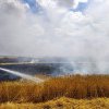 Zeci de hectare de orz au ars din cauza unor scântei provocate de un utilaj agricol