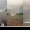 Fenomen rar pe un lac din județul Cluj: trombă uriașă pe luciul apei. Imaginile filmate de un martor au devenit virale