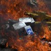 Imagini cu peste 5,6 tone de cocaină, în flăcări. Droguri confiscate în acest an au fost arse în Honduras