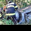 Accident la Bunești, un șofer s-a răsturnat cu mașina
