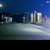 Șoferița rănită ușor, după ce o autocisternă s-a răsturnat între Apahida și Jucu – VIDEO