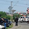 Cluj- Incident periculos la o trecere peste calea ferată: O mașină ȘCOALA nu a oprit la timp și bariera s-a lăsat peste autovehicul- FOTO/VIDEO