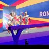 Nadia Comăneci le-a urmărit și felicitat apoi pe fetele din echipa de gimnastică a României. Româncele au obținut rezultate sclipitoare la bârnă