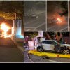 Explozie puternică pe un bulevard: O mașină electrică a izbucnit în flăcări în timp ce se afla la încărcat - VIDEO