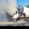 Intervenție a pompierilor militari din Sebeș pe DN 7, la Vințu de Jos, după ce un autocamion a luat foc