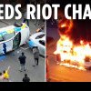 (Video) Revoltă într-un oraș din Marea Britanie pornită de românii supărați pe serviciile sociale. Un autobuz a fost incendiat, o mașină de poliție a fost răsturnată