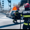 Incendiu pe Podul Prieteniei dintre România și Bulgaria: Pompierii au intervenit de urgență după ce o mașină a luat foc