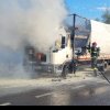 FOTO: Un camion a luat foc pe DN 7, pe raza localității Vințu de Jos