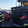 FOTO-VIDEO: ACCIDENT pe Autostrada A10 Sebeș-Turda, în zona municipiului Alba Iulia. O mașină a intrat într-un utilaj