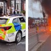 VIDEO.Românii din Leeds se revoltă: au atacat și răsturnat o mașină de poliție. Autoritățile ar fi încercat să ia copiii unei familii