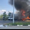 Un autocamion cu cereale a luat foc, în urma unui accident pe DN7, lângă PTF Nădlac