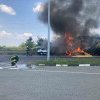 Accident în apropierea Vămii Nădlac: un TIR încărcat cu cereale a luat foc