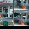 Pericol de explozie intr-o statie peco! O masina, cuprinsa de flacari langa pompele cu carburant (VIDEO)